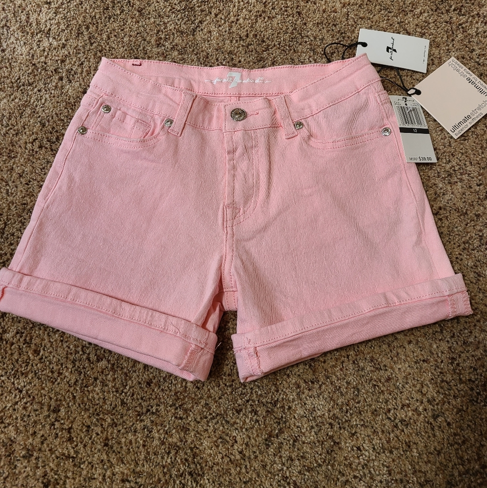 7 for All Mankind girl's pink denim shorts